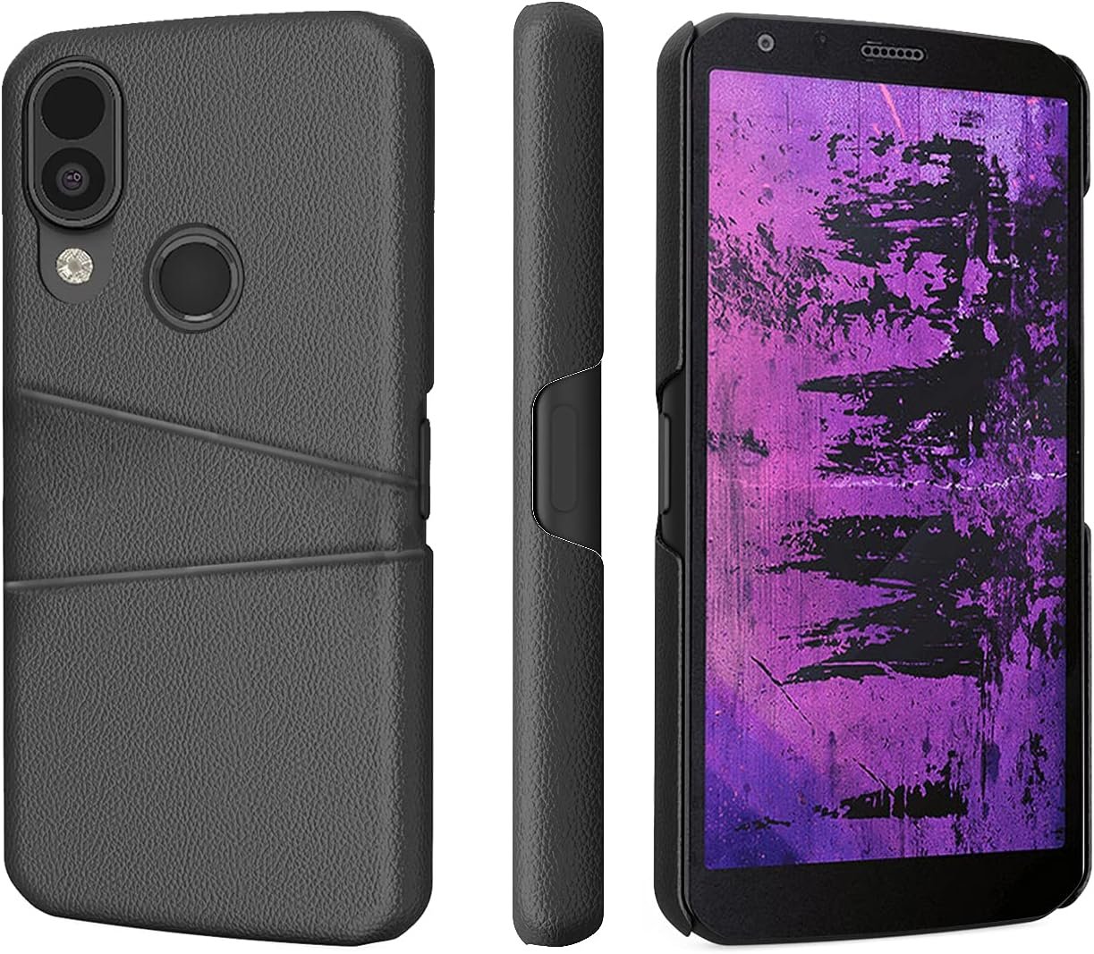 Case Compatible with CAT S62 Pro Phone, [Black] Mobile Wallet Cover Vegan Leather Slim Hard Shell [with Credit Card Slots]