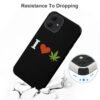 I Love Weed Cute Phone Case Compatible with iPhone 12 Microfiber Shockproof Protective Phone Shell Cover