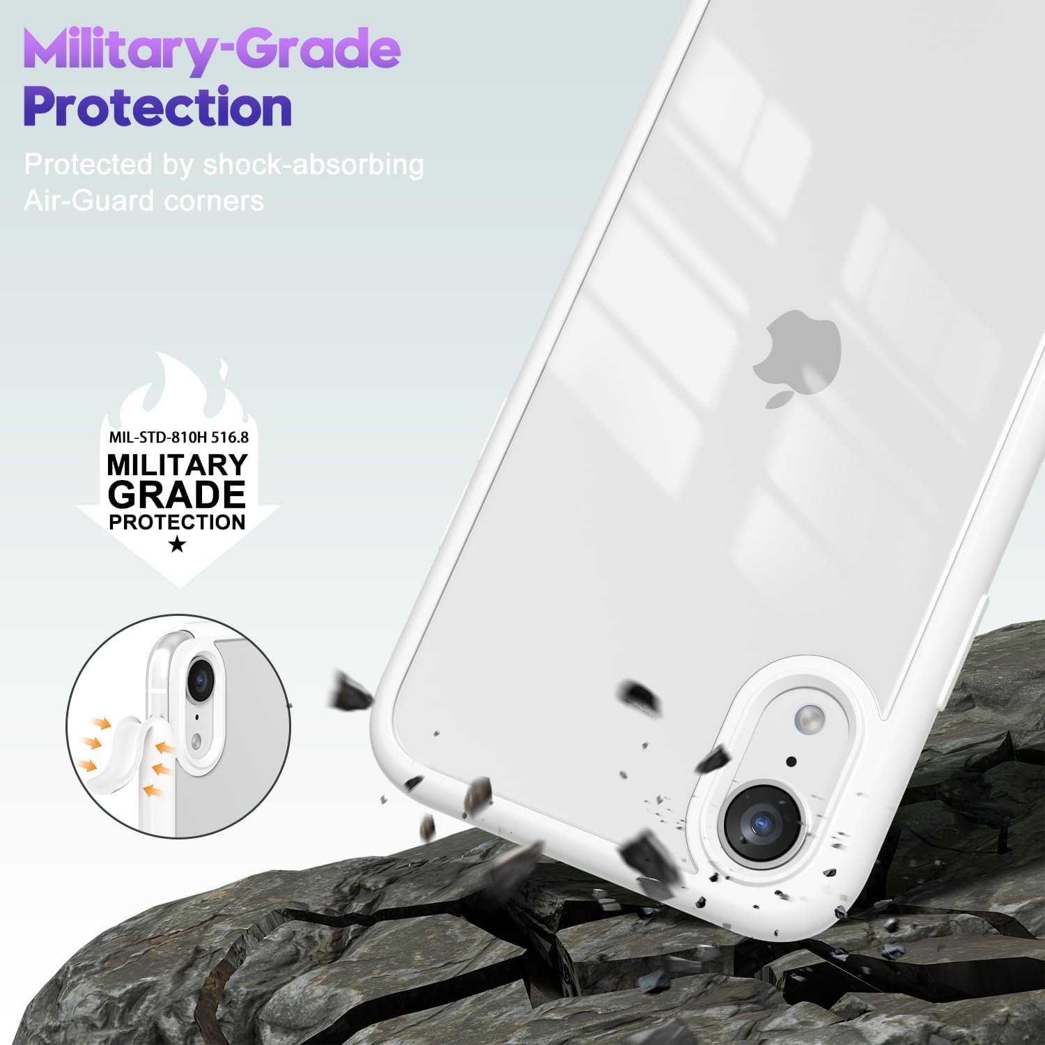 71Z3cVfzu9L._AC_SL1500 Thin Slim Clear case for iPhone XR, Transparent Hybrid Hard Shell Plastic & Soft Silicone Rubber Bumper, Non-Yellow Acrylic Protective Lightweight Cover for Women, White