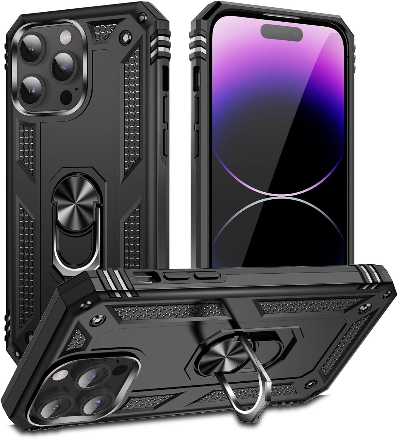 Innovatemee for iPhone 15 Case, Full Body Heavy Duty Rugged Shockproof Protective Phone Cover with Kickstand Military Grade Protection Shell for iPhone 15 Silver