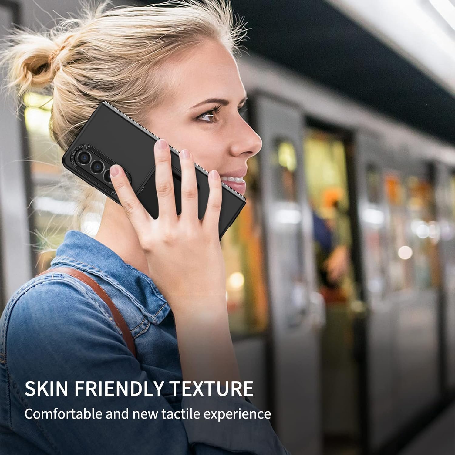 Case for Samsung Galaxy Z Fold 4, [Adjustable Bracket] Shockproof PC Shell with Lens Protection Cell Phone Cover, Black