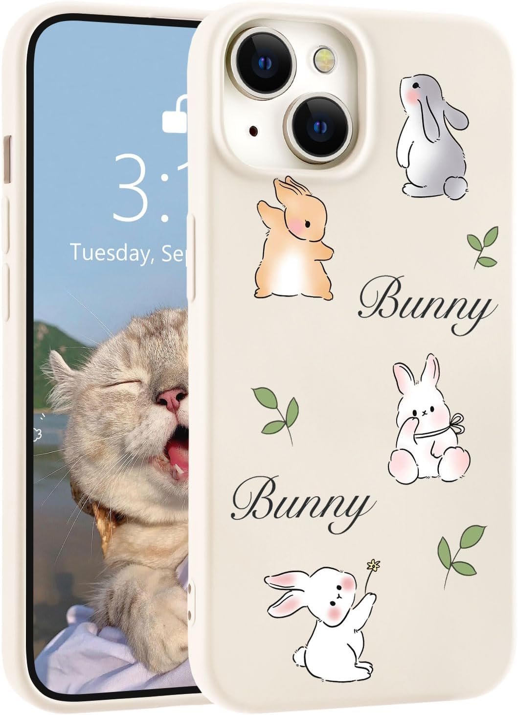 for iPhone 13 Case, Cute Kawaii Panda Pink Liquid Silicone Slim Fit Soft Gel Rubber Protective Phone Cover for Women Girls