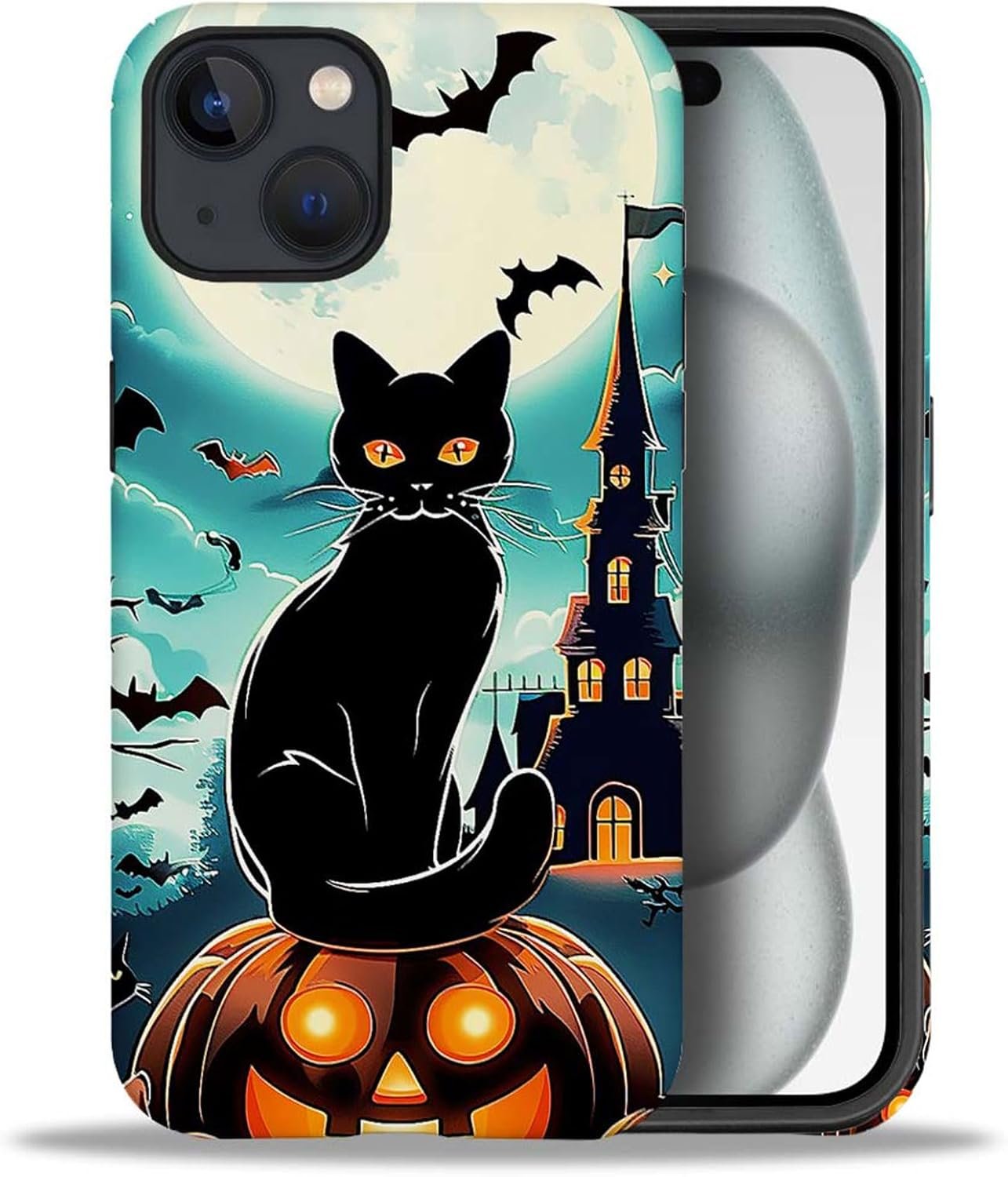 case Compatible with iPhone 13, Dark Blue Steed and Cactus Mix Two Layers of Protective Hard Shell Clear Design and dust-Proof. Suitable for iPhone 13