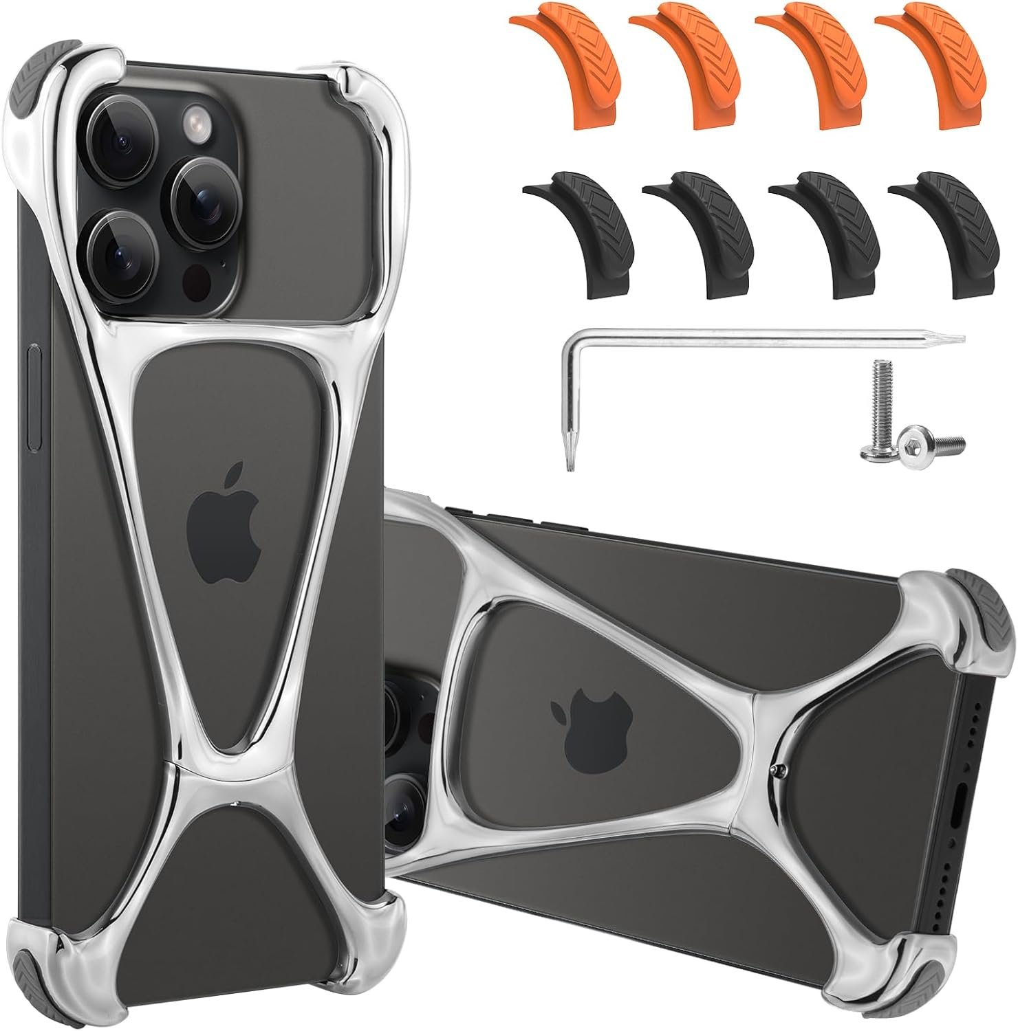 71avozMbyTL._AC_SL1500 Phone Case Compatible with iPhone 15 Pro Frameless Minimalist Protective Shock Absorption Aerospace Grade Aluminum Shells + Four Corners for Collision Avoidance Elastomer Inlays