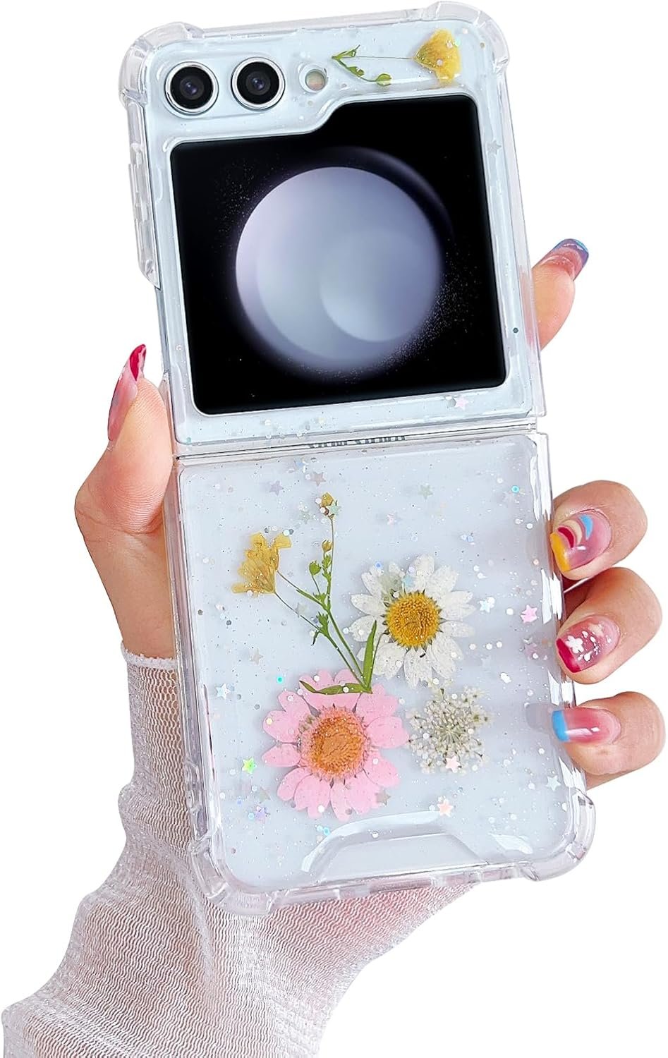 Compatible with Galaxy Flip 6 Case Women Girls Flexible TPU Sequin Sparkle Glitter Shockproof Protective Phone Cover for Galaxy Z Flip 6 (Shell Colorful)