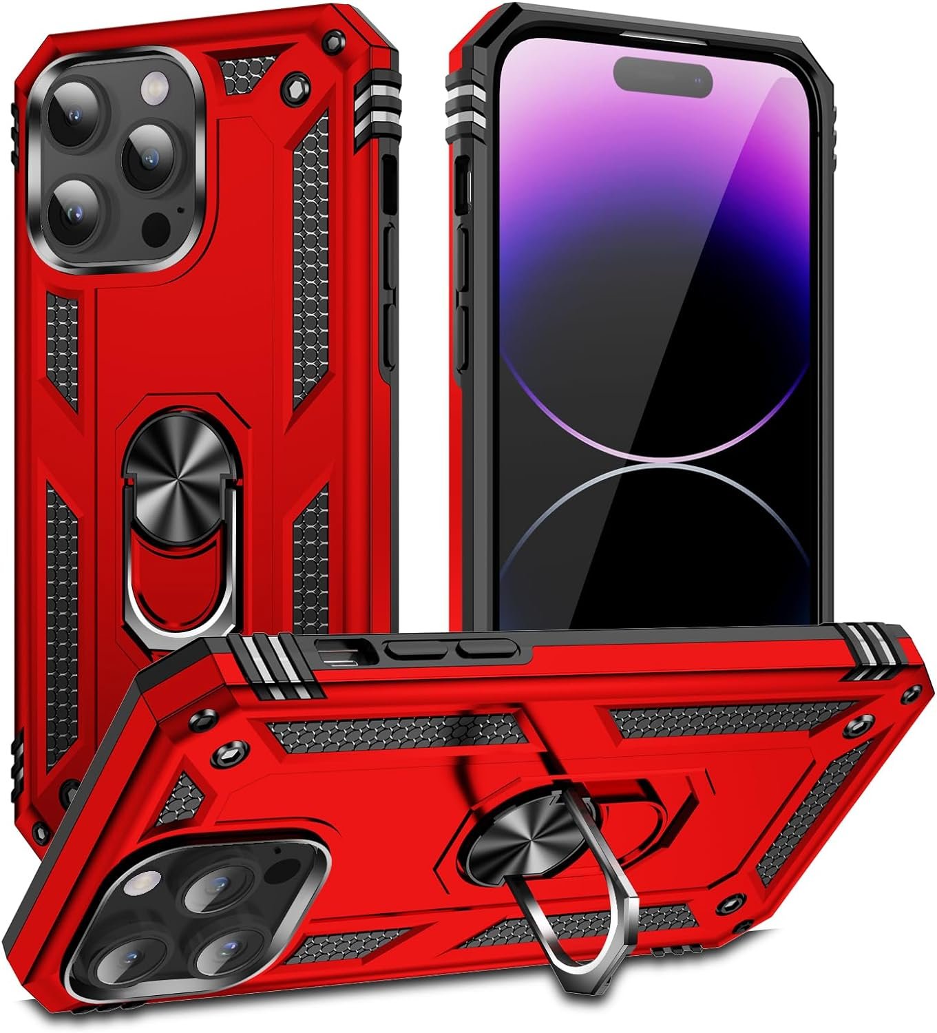 Innovatemee for iPhone 15 Case, Full Body Heavy Duty Rugged Shockproof Protective Phone Cover with Kickstand Military Grade Protection Shell for iPhone 15 Silver