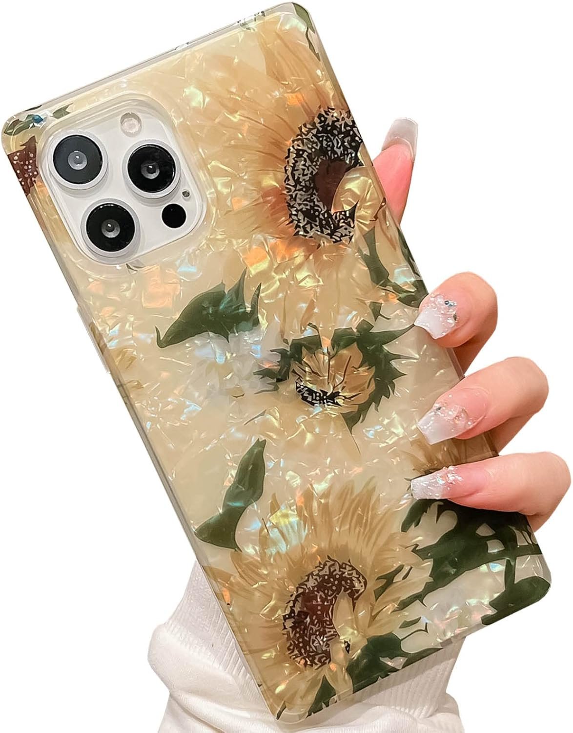 Pearl Pattern Compatible with iPhone 11 Rectangle Edge Case, Slim Soft TPU Silicone Protective Bumper Cases Cover(Pink Pearl,11)