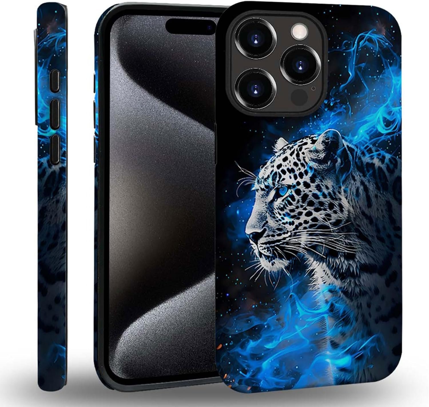 case Compatible with iPhone 13, Dark Blue Steed and Cactus Mix Two Layers of Protective Hard Shell Clear Design and dust-Proof. Suitable for iPhone 13