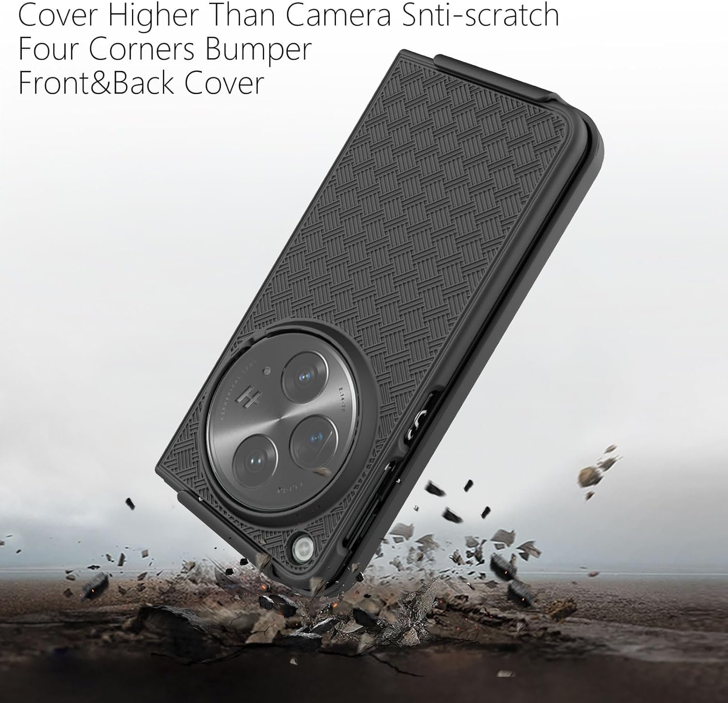 Open Case with Belt Clip, Open Holster Case with Screen Protector, Kickstand Holder, Slim Shell Full Body Shockproof Cell Phone Cover for One Plus 1+ Open-Black