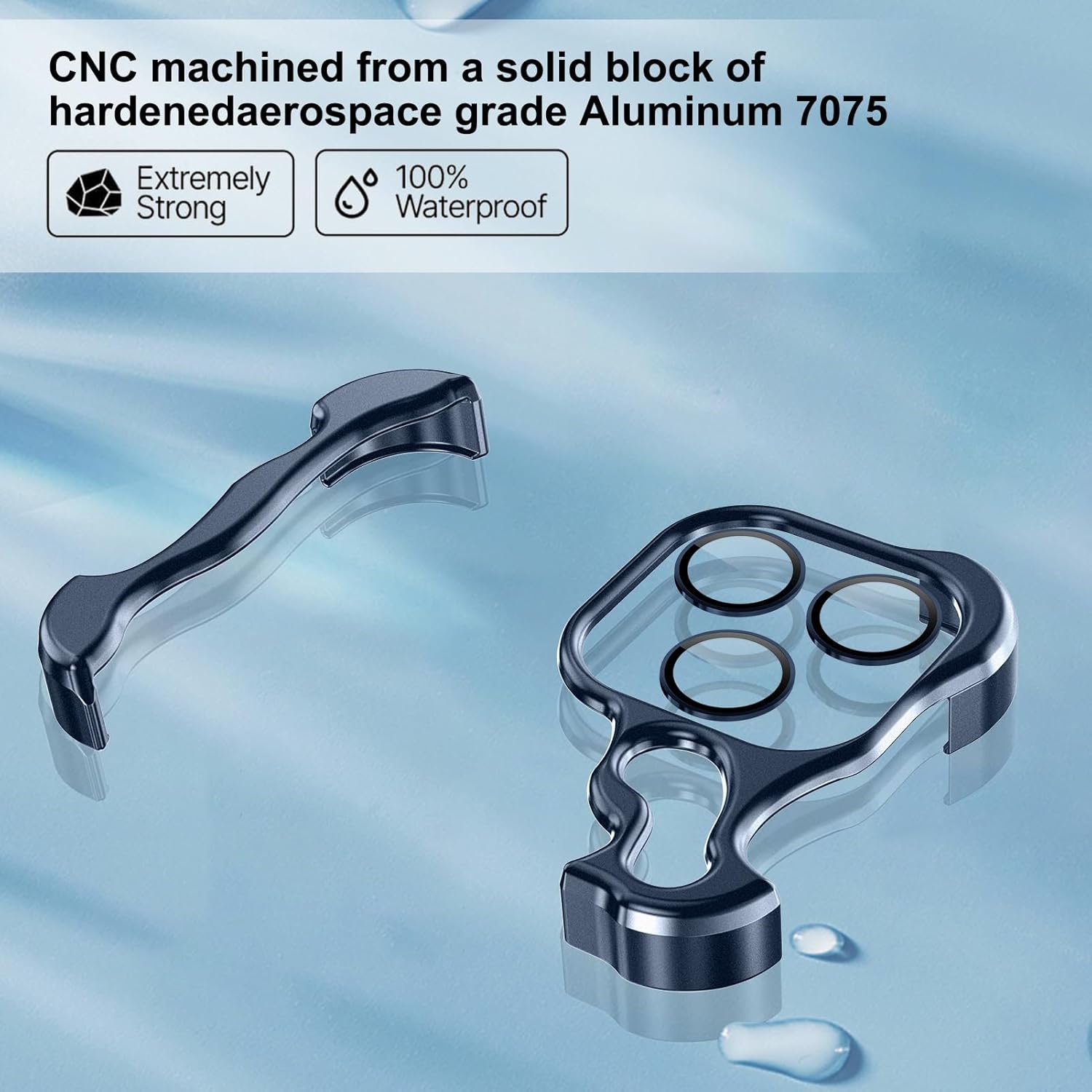 Phone Case for iPhone 13 Pro Phone Case Minimalist Protective Shock Absorption Aerospace Grade Aluminum Shells + Elastomer Inlays Easy Fit (Aluminum Metal Blue)