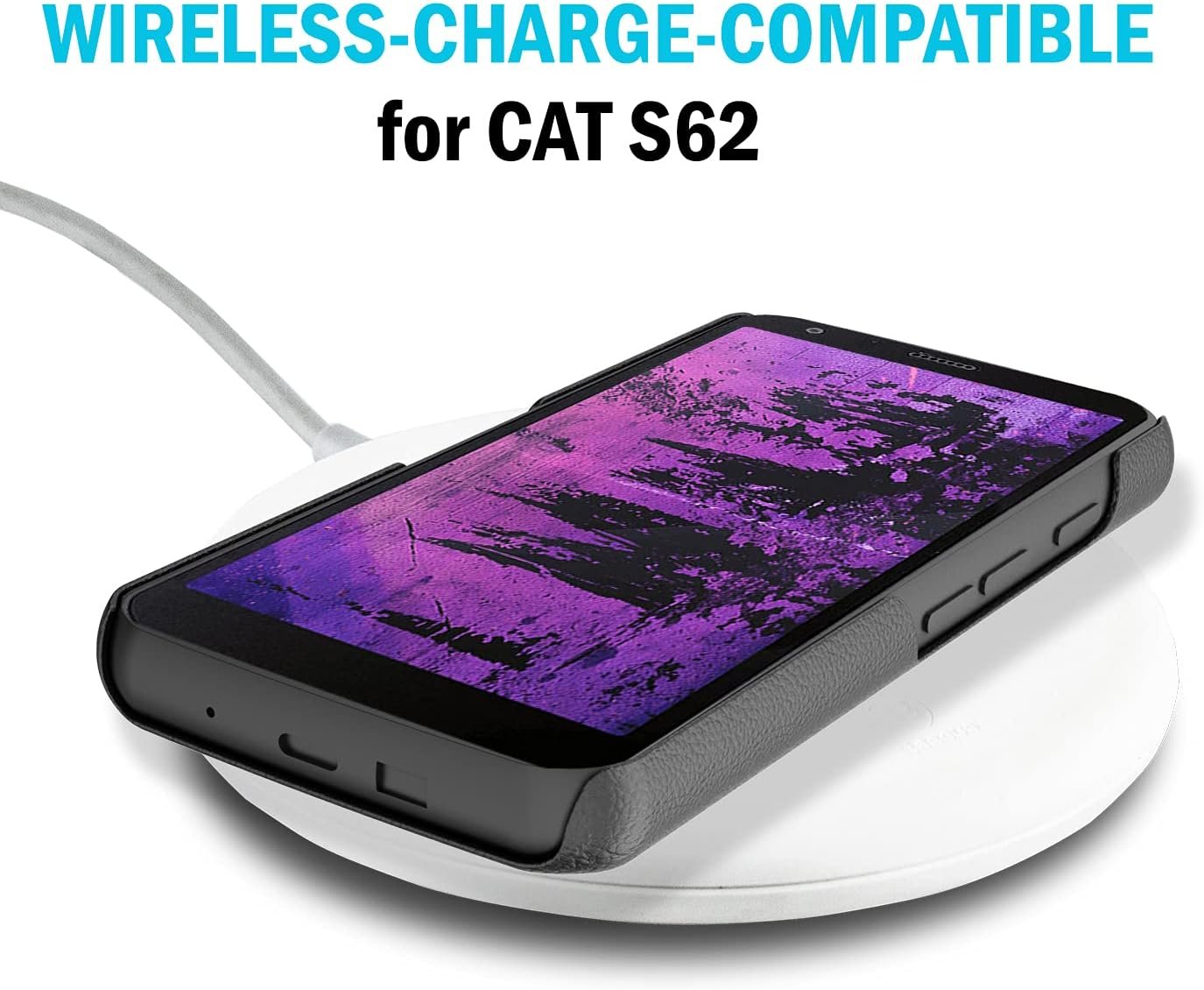 Case Compatible with CAT S62 Pro Phone, [Black] Mobile Wallet Cover Vegan Leather Slim Hard Shell [with Credit Card Slots]