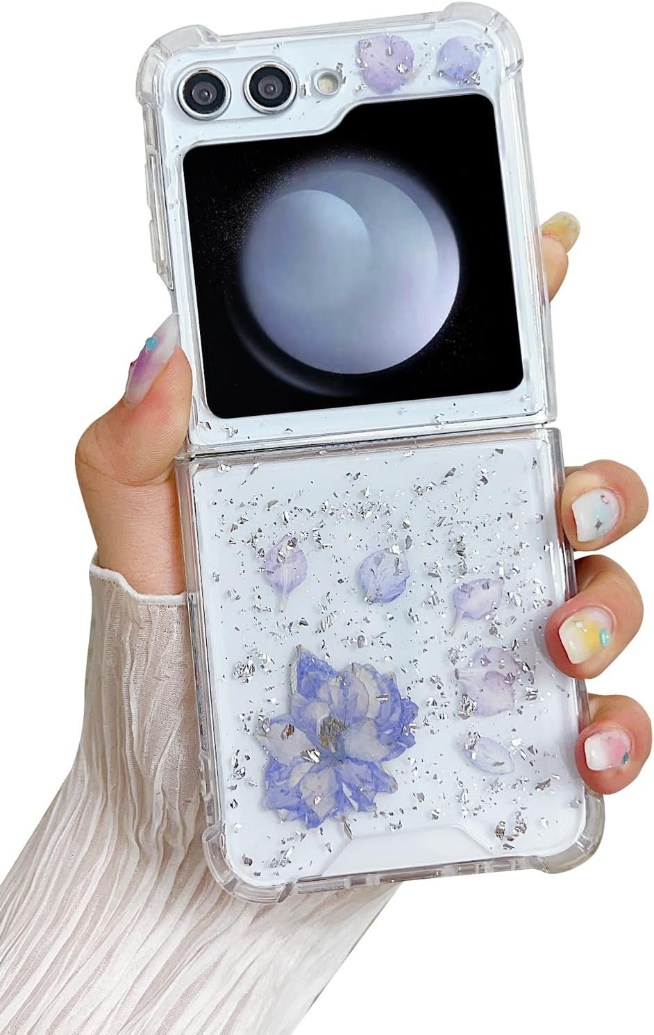 Compatible with Galaxy Flip 6 Case Women Girls Flexible TPU Sequin Sparkle Glitter Shockproof Protective Phone Cover for Galaxy Z Flip 6 (Shell Colorful)