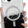 for iPhone 14 Pro Max Case, Sparkly Glitter Bling Back, Magnetic Support for Shockproof Case, Crystal and Clear High-Duty Protection for iPhone 14 Pro Max Case -Glitter Crystal
