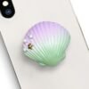 Cute Purple Green Shell Shape Collapsible Expandable Cellphone Stand Multi Functional Mobile Phone Grip & Kicktand