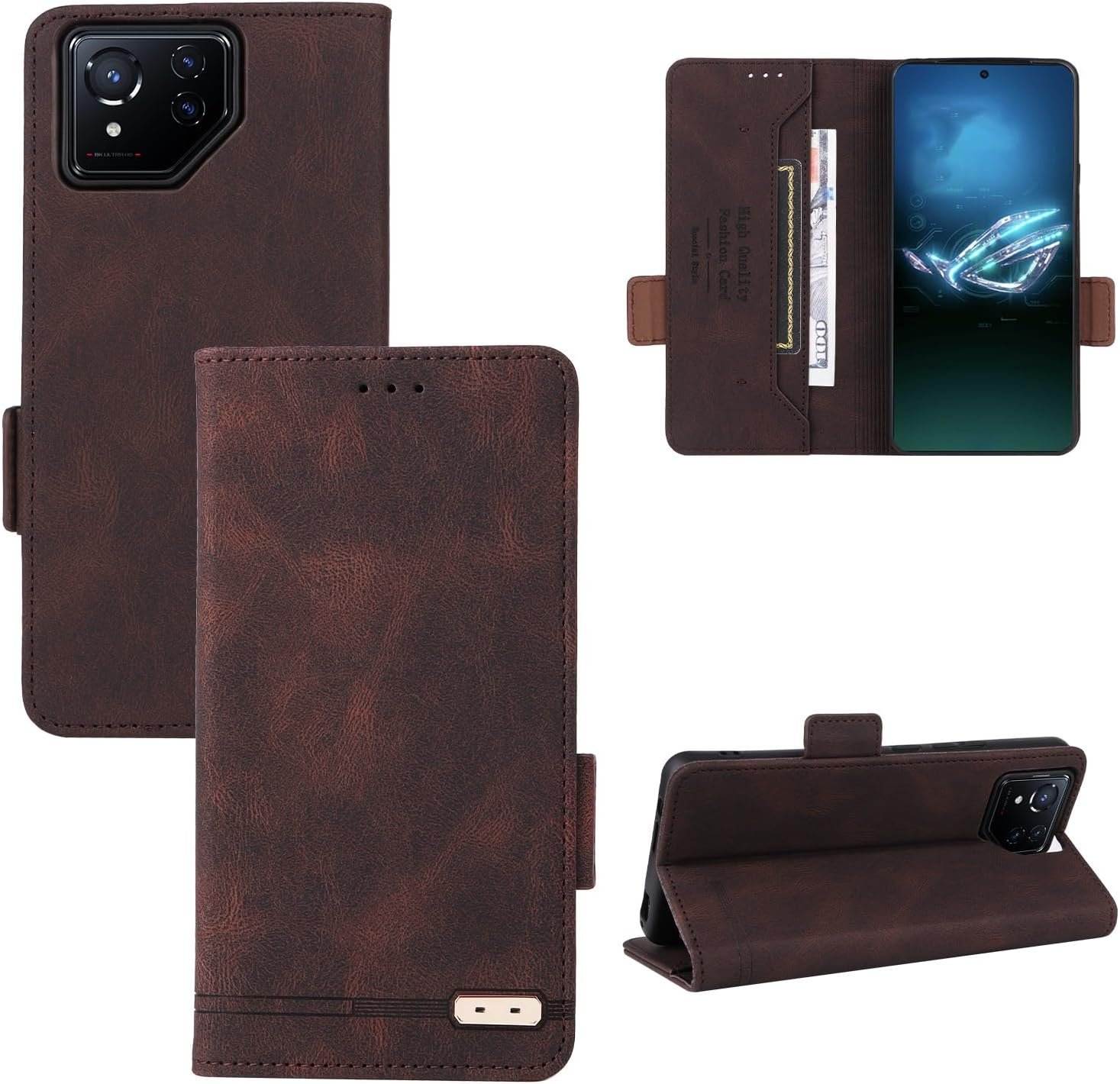 Cell Phone Flip Case Cover Compatible with Phone 8/ROG Phone 8 Pro Wallet Case,PU Leather Flip Folio Case with Card Holders [Shockproof TPU Inner Shell] Phone Cover, Magnetic Closure Protecti