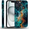 case Compatible with iPhone 13, Dark Blue Steed and Cactus Mix Two Layers of Protective Hard Shell Clear Design and dust-Proof. Suitable for iPhone 13