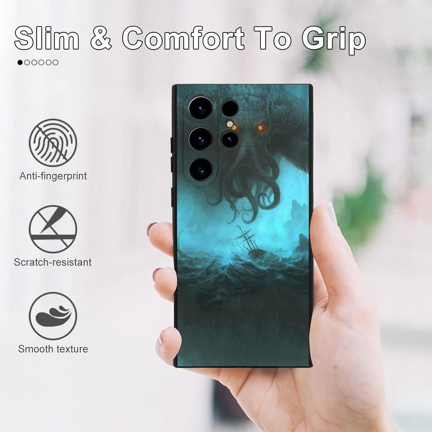 Cthulhu in Deep Ocean Protective Phone Case Ultra Slim Case Shockproof Phone Cover Shell Compatible with Galaxy Samsung S23 S23 Plus S23 Ultra