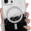 for iPhone 14 Pro Max Case, Sparkly Glitter Bling Back, Magnetic Support for Shockproof Case, Crystal and Clear High-Duty Protection for iPhone 14 Pro Max Case -Glitter Crystal