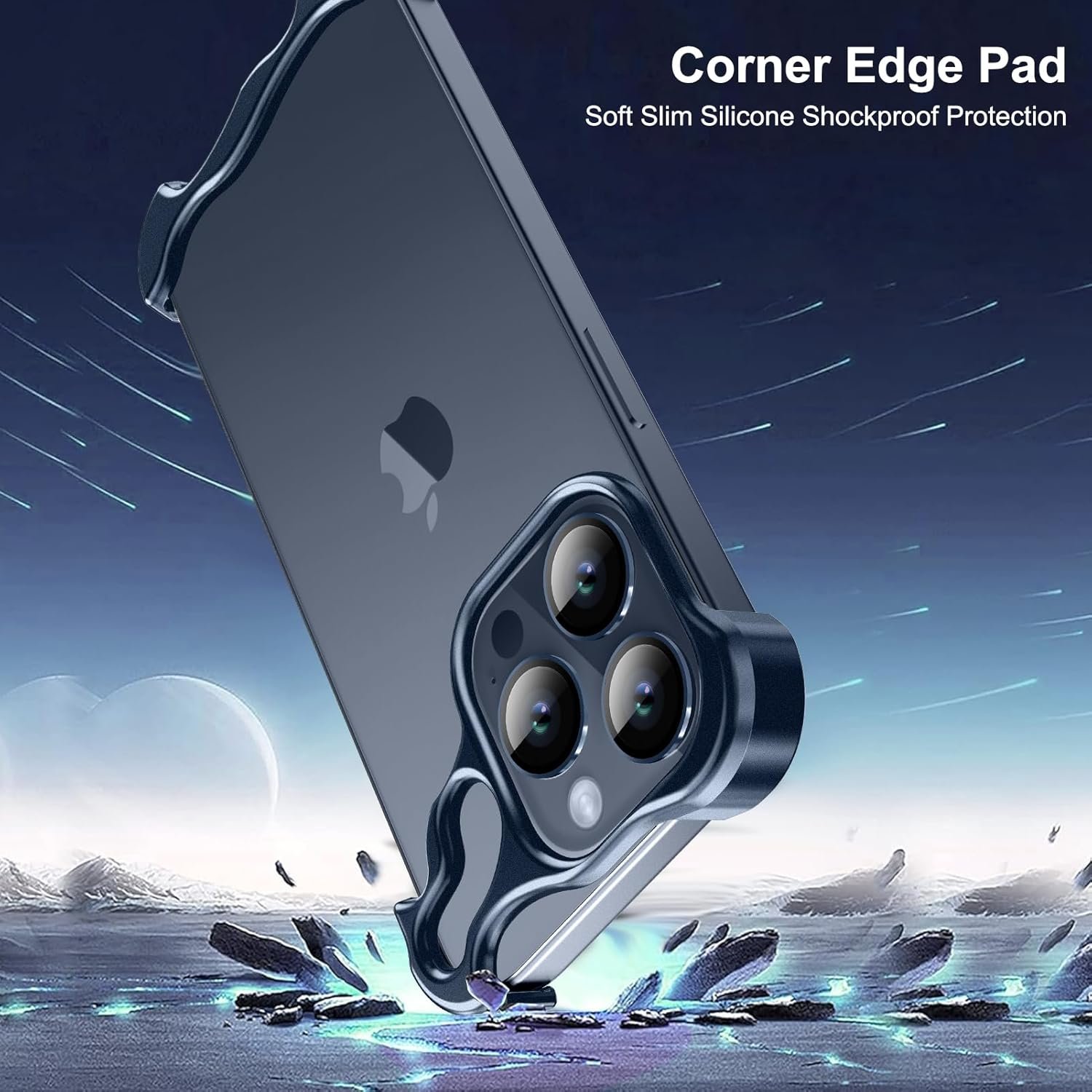 Phone Case for iPhone 13 Pro Phone Case Minimalist Protective Shock Absorption Aerospace Grade Aluminum Shells + Elastomer Inlays Easy Fit (Aluminum Metal Blue)