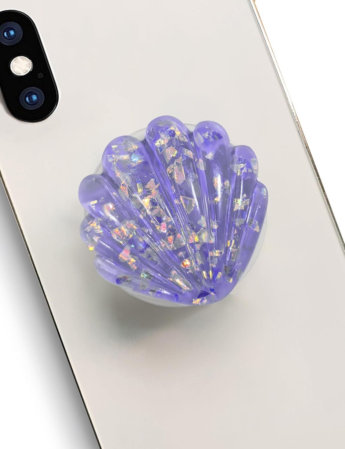 Cute Shell Shape Collapsible Expandable Stand Multi Functional Mobile Phone Grip & Kicktand（White）