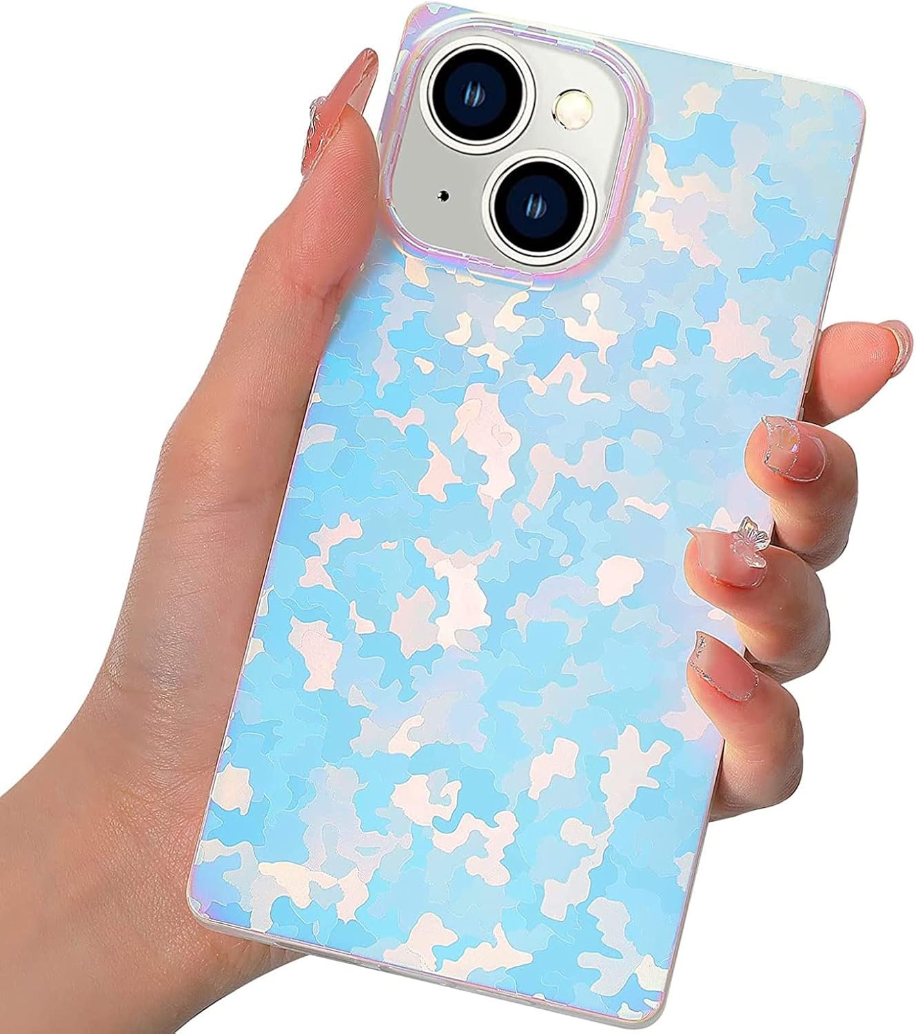 71oXgegVgHL._AC_SL1500 Square Phone Case for iPhone 13 Pro Max,Bling Glitter Colorful Slim Soft TPU Silicone Mobile Case for Women Girls Men Boys Cute Shockproof iPhone Protective Case 6.7 inch (Shell)