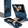Case for Samsung Galaxy Z Fold 4, [Adjustable Bracket] Shockproof PC Shell with Lens Protection Cell Phone Cover, Black