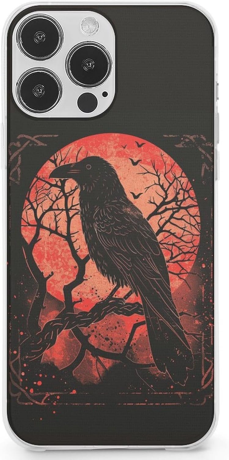 Black Crow Raven Phone Cases Cute Fashion Protective Cover Soft Silicone TPU Shell Compatible with iPhone 13 iPhone 13 Mini iPhone 13 Pro iPhone 13 Pro Max