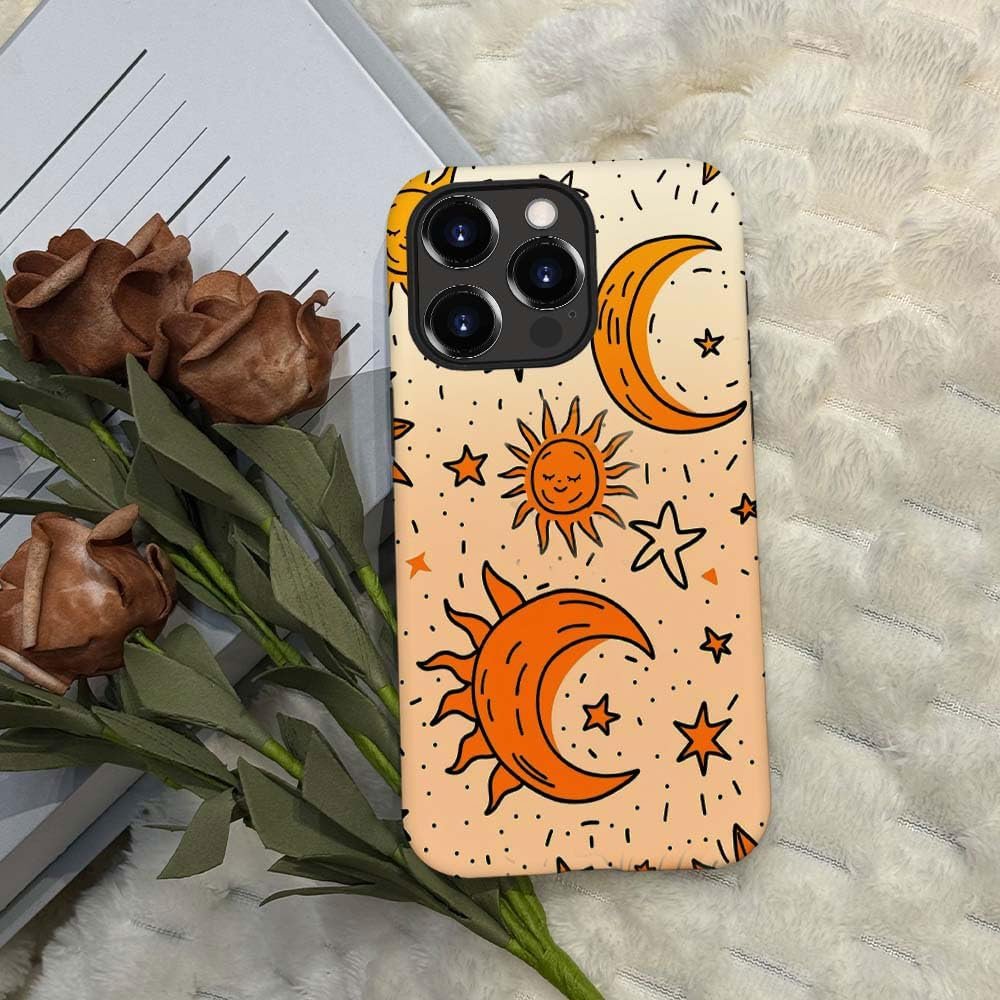 71sOgxvxttL._AC_SL1000 Innovatemee Case Compatible with iPhone 14 Pro Max,Vintage Sun and Star Artwork Phone Case for iPhone 14 Pro Max,Cases for Girls and Boys,Fall Prevention Hybrid 2-Layer Hard Shell Phone Case