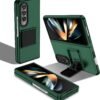 Case for Samsung Galaxy Z Fold 4, [Adjustable Bracket] Shockproof PC Shell with Lens Protection Cell Phone Cover, Black