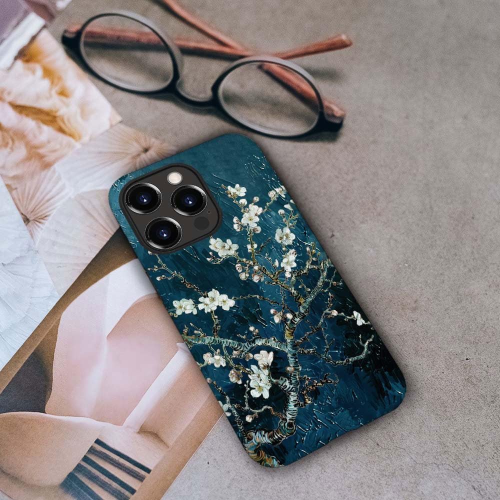 Innovatemee Case Compatible with iPhone 15 Pro Max,Almond Blossoms Artwork Phone Case for iPhone 15 Pro Max,Cases for Girls and Boys,Fall Prevention Hybrid 2-Layer Hard Shell Phone Case