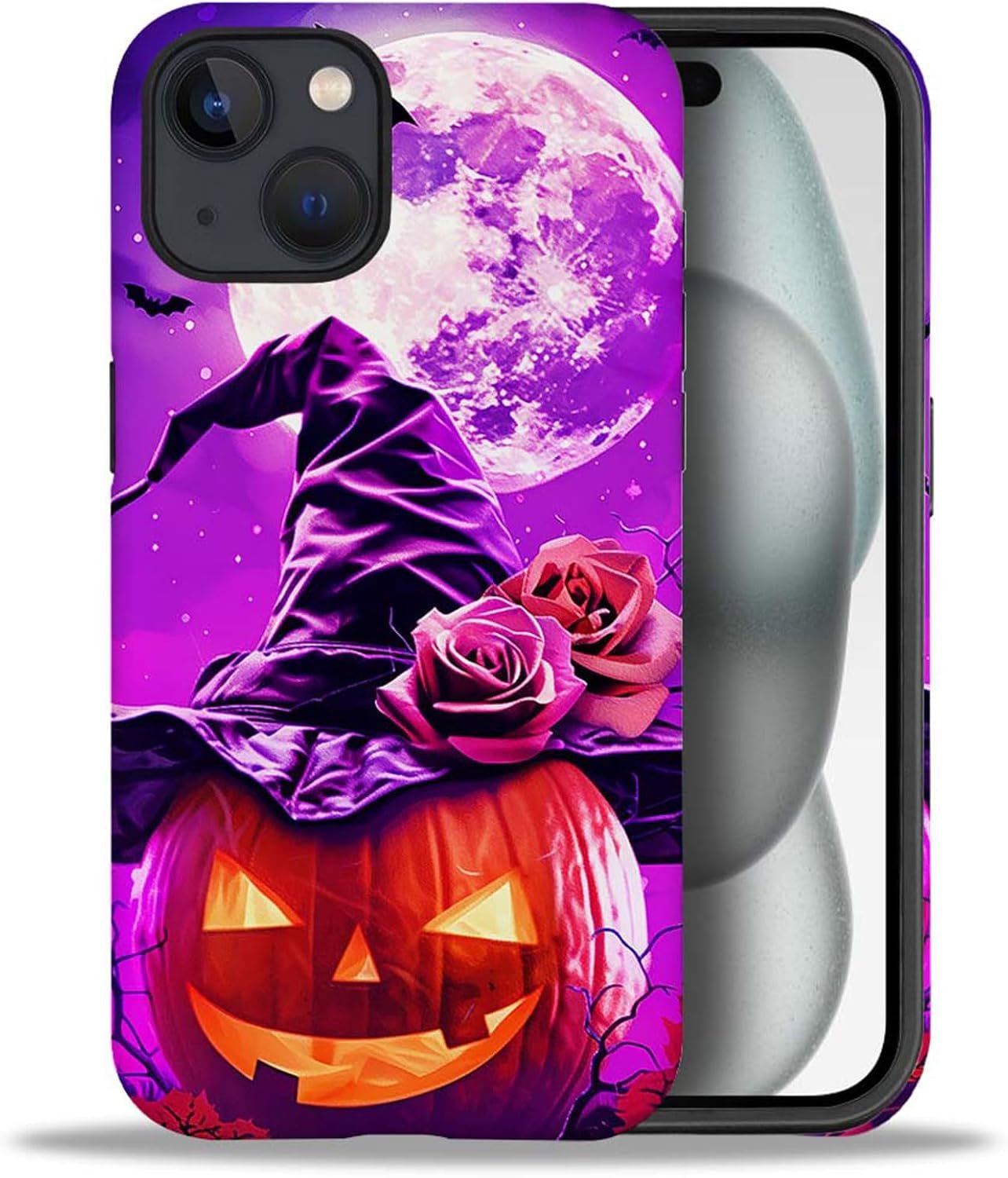 case Compatible with iPhone 13, Dark Blue Steed and Cactus Mix Two Layers of Protective Hard Shell Clear Design and dust-Proof. Suitable for iPhone 13