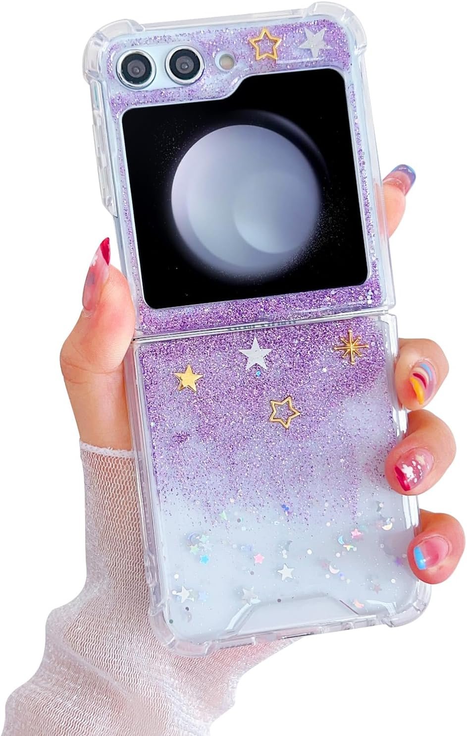 Compatible with Galaxy Flip 6 Case Women Girls Flexible TPU Sequin Sparkle Glitter Shockproof Protective Phone Cover for Galaxy Z Flip 6 (Shell Colorful)