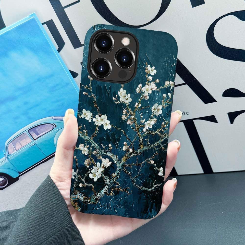 Innovatemee Case Compatible with iPhone 15 Pro Max,Almond Blossoms Artwork Phone Case for iPhone 15 Pro Max,Cases for Girls and Boys,Fall Prevention Hybrid 2-Layer Hard Shell Phone Case