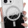 for iPhone 14 Pro Max Case, Sparkly Glitter Bling Back, Magnetic Support for Shockproof Case, Crystal and Clear High-Duty Protection for iPhone 14 Pro Max Case -Glitter Crystal