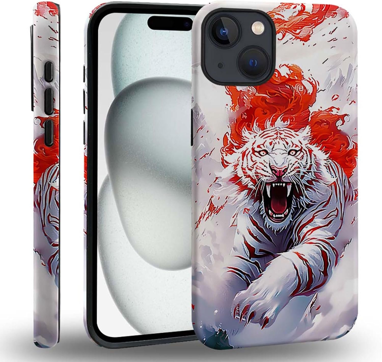 case Compatible with iPhone 13, Dark Blue Steed and Cactus Mix Two Layers of Protective Hard Shell Clear Design and dust-Proof. Suitable for iPhone 13