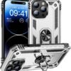 Innovatemee for iPhone 15 Case, Full Body Heavy Duty Rugged Shockproof Protective Phone Cover with Kickstand Military Grade Protection Shell for iPhone 15 Silver