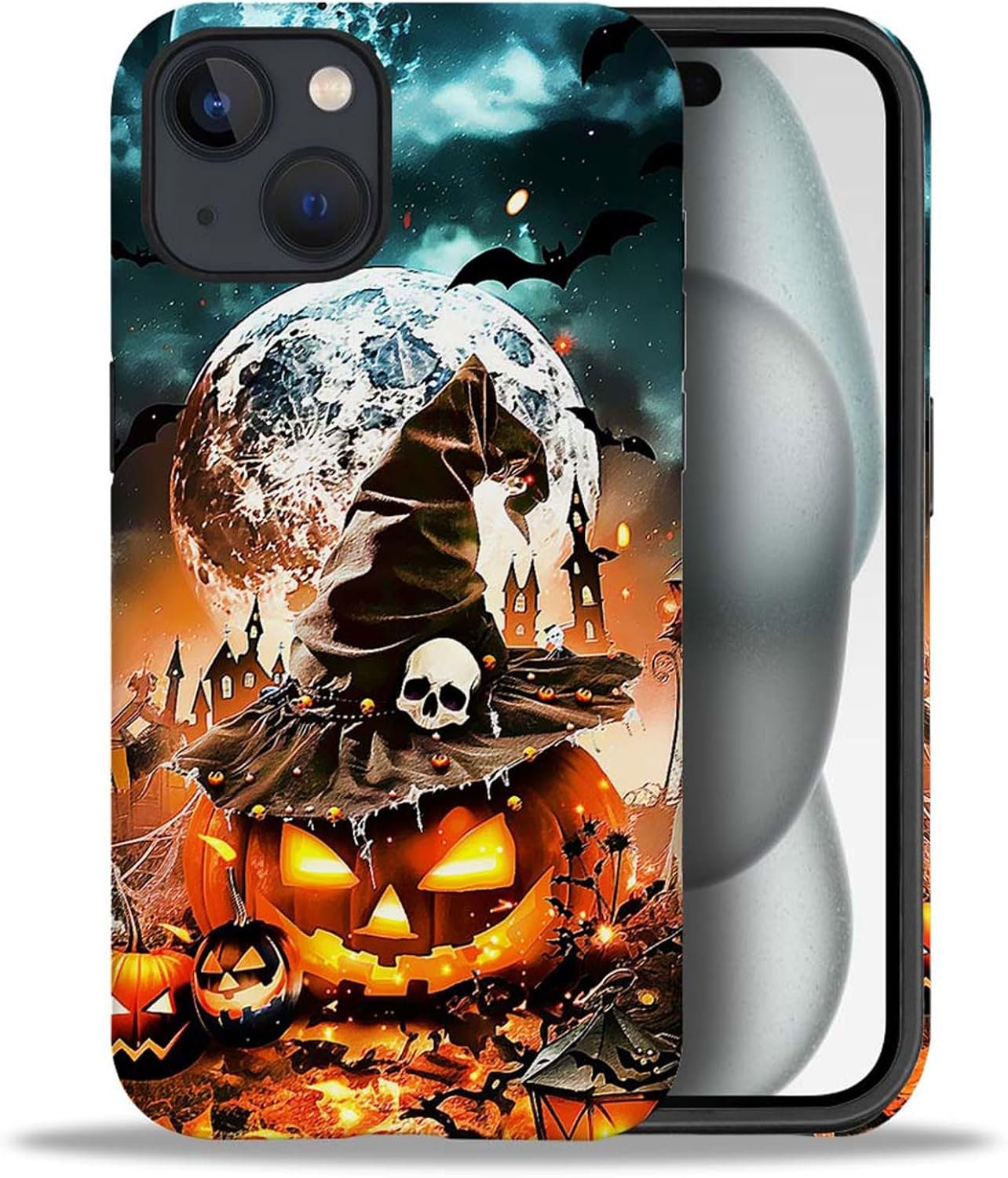 case Compatible with iPhone 13, Dark Blue Steed and Cactus Mix Two Layers of Protective Hard Shell Clear Design and dust-Proof. Suitable for iPhone 13