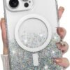 for iPhone 14 Pro Max Case, Sparkly Glitter Bling Back, Magnetic Support for Shockproof Case, Crystal and Clear High-Duty Protection for iPhone 14 Pro Max Case -Glitter Crystal