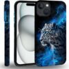 case Compatible with iPhone 13, Dark Blue Steed and Cactus Mix Two Layers of Protective Hard Shell Clear Design and dust-Proof. Suitable for iPhone 13