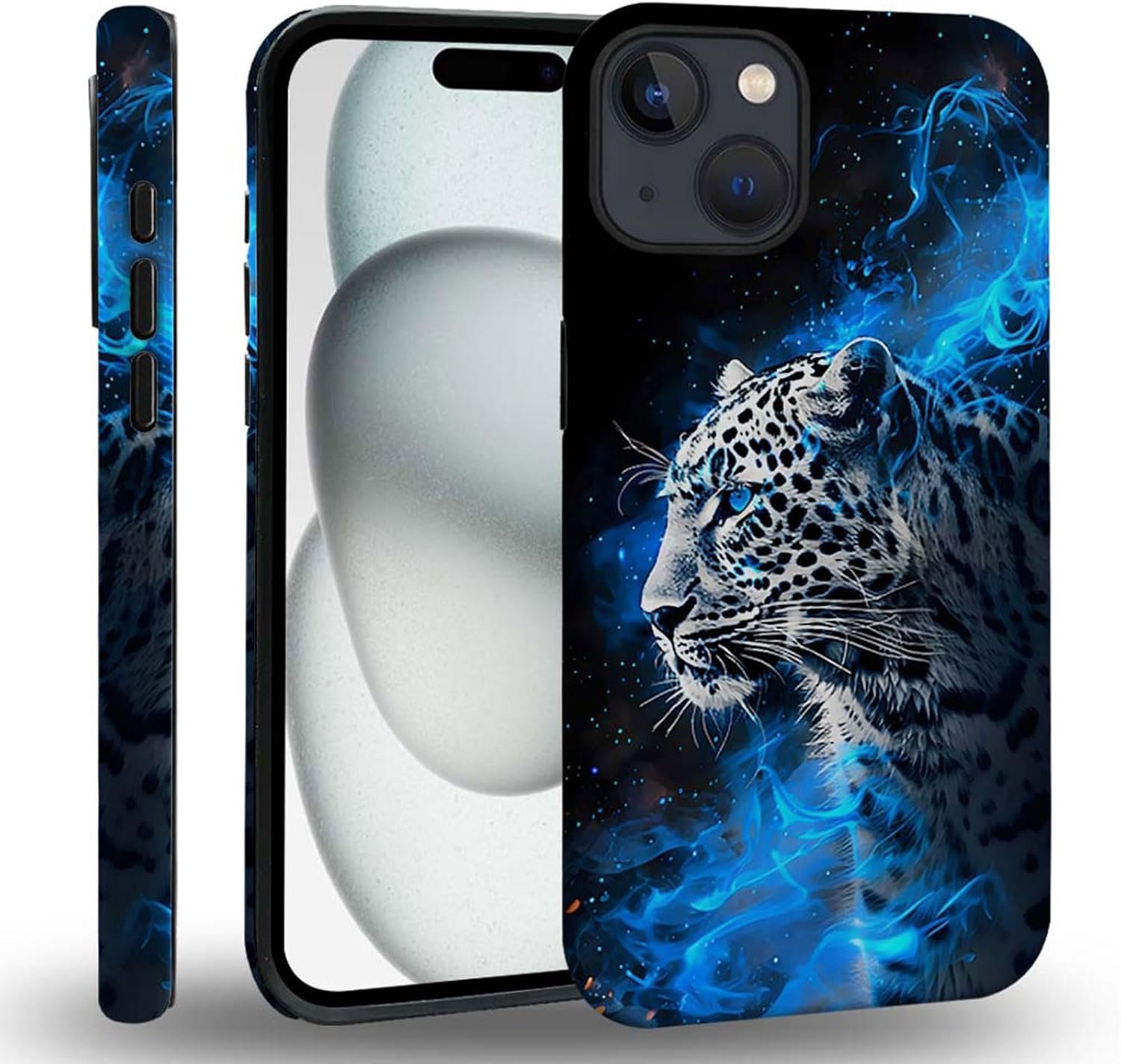 case Compatible with iPhone 13, Dark Blue Steed and Cactus Mix Two Layers of Protective Hard Shell Clear Design and dust-Proof. Suitable for iPhone 13