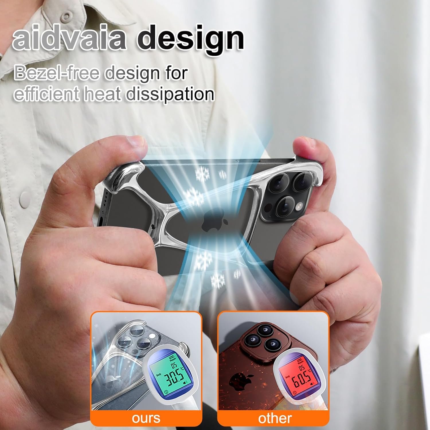 Phone Case Compatible with iPhone 15 Pro Frameless Minimalist Protective Shock Absorption Aerospace Grade Aluminum Shells + Four Corners for Collision Avoidance Elastomer Inlays