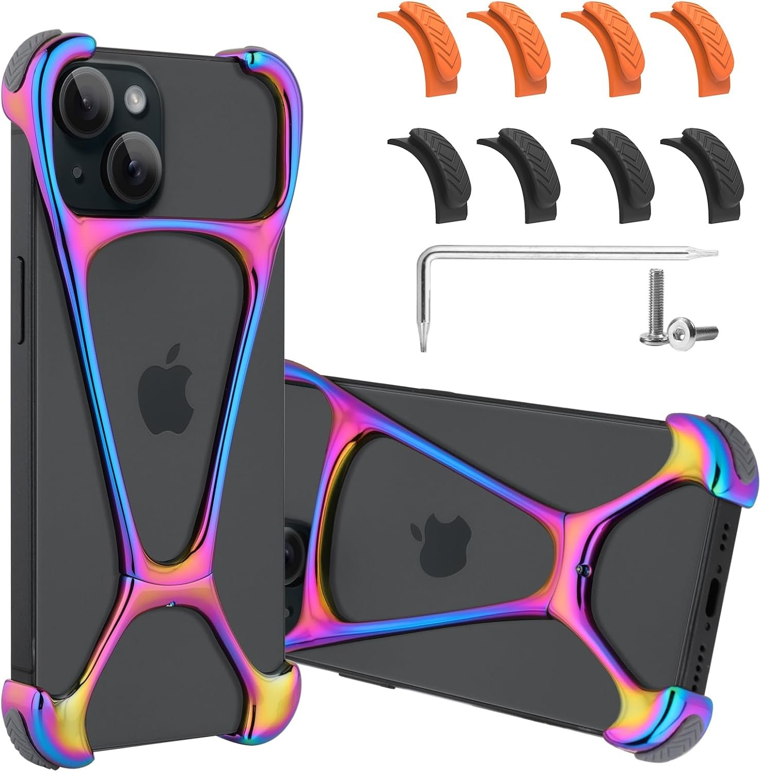 Phone Case Compatible with iPhone 15 Pro Frameless Minimalist Protective Shock Absorption Aerospace Grade Aluminum Shells + Four Corners for Collision Avoidance Elastomer Inlays