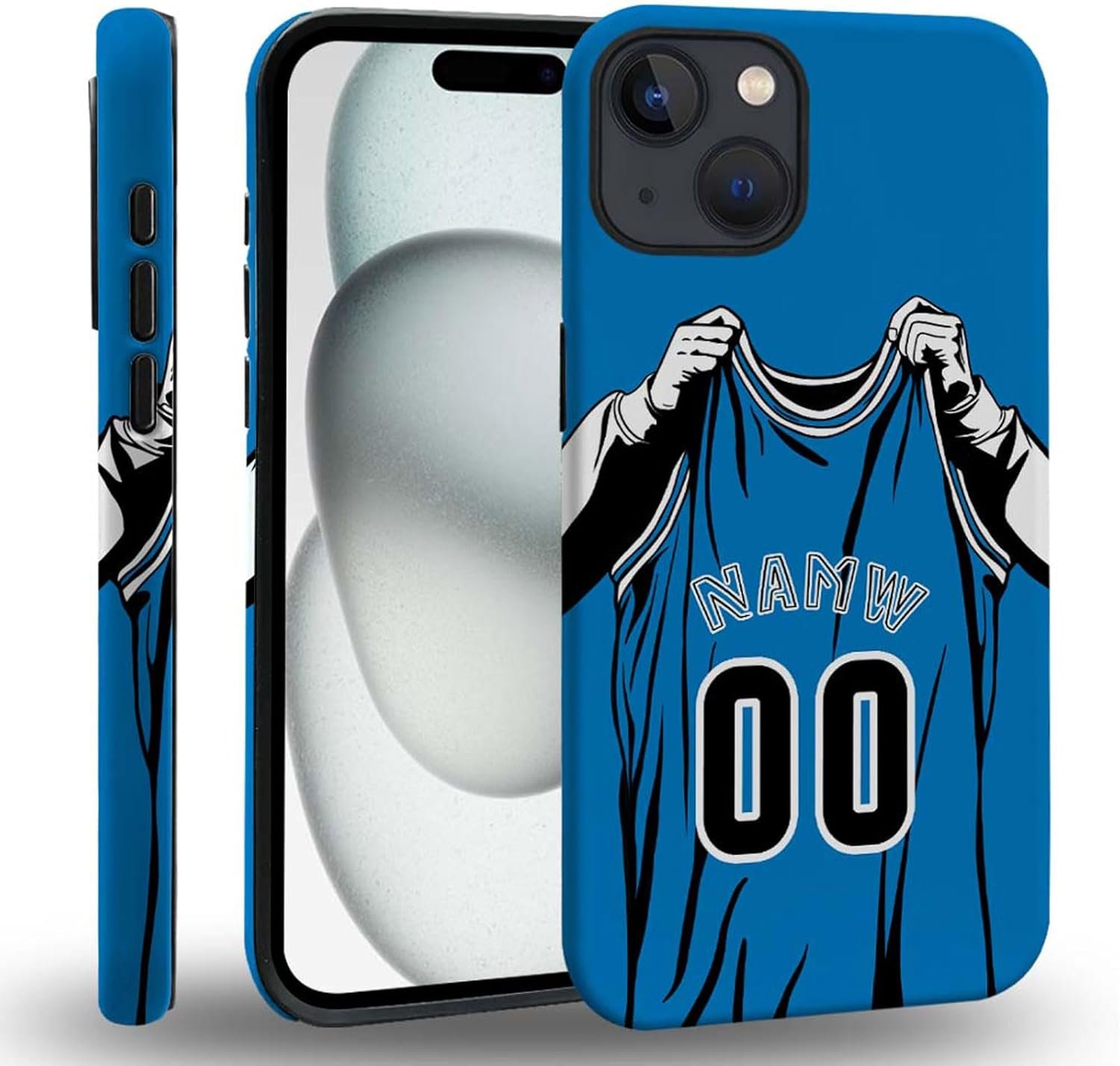 case Compatible with iPhone 13, Dark Blue Steed and Cactus Mix Two Layers of Protective Hard Shell Clear Design and dust-Proof. Suitable for iPhone 13