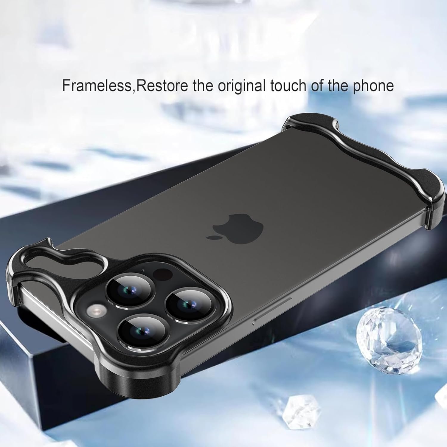 Phone Case for iPhone 14 Pro Phone Case Minimalist Protective Shock Absorption Aerospace Grade Aluminum Shells + Elastomer Inlays Easy Fit (Aluminum Metal Black)