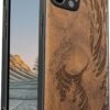 Magnetic Wood Case for iPhone 12 Case [Natural Wood & Soft TPU] Shockproof Protective Cover Unique & Classy Wooden Case Compatible with MagSafe (The Great Wave Off Kanagawa-Blackwood)