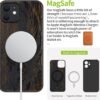 Magnetic Wood Case for iPhone 12 Case [Natural Wood & Soft TPU] Shockproof Protective Cover Unique & Classy Wooden Case Compatible with MagSafe (The Great Wave Off Kanagawa-Blackwood)