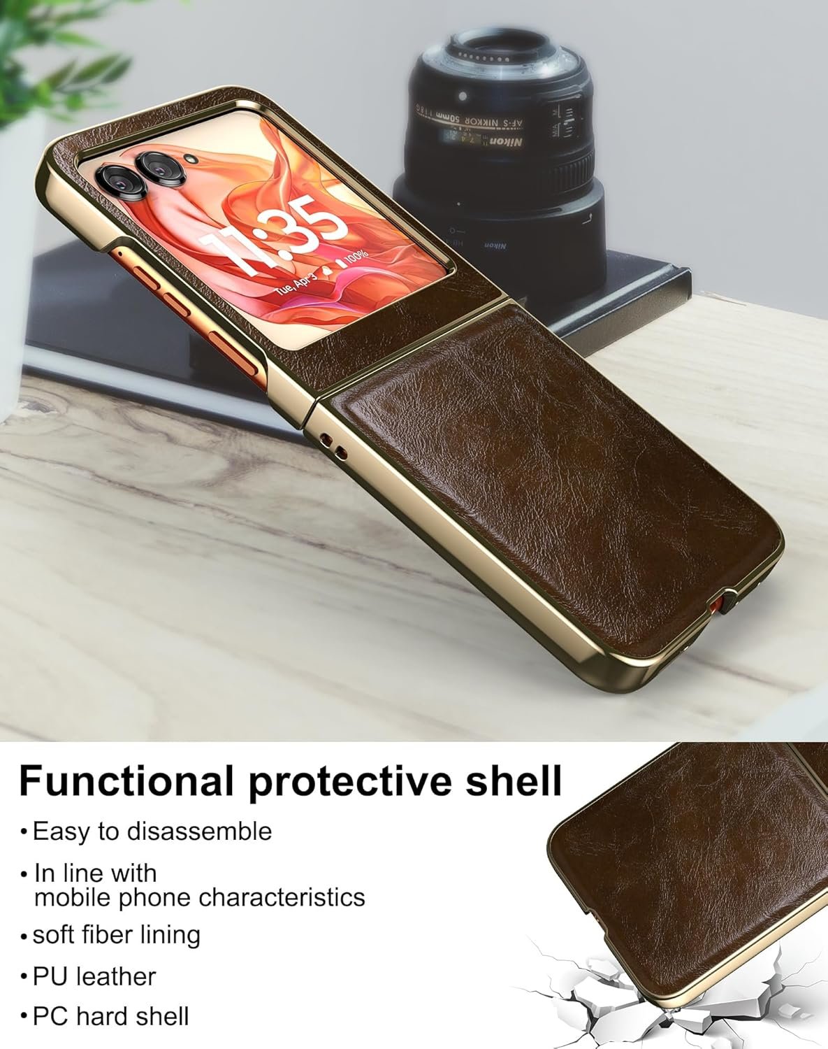 for 2024 5G PU Leather Folio Case Ultra Slim Lightweight,PU Leather+PC Hard Shell,Stylish Phone Case, Support Wireless Charging Case for  2024