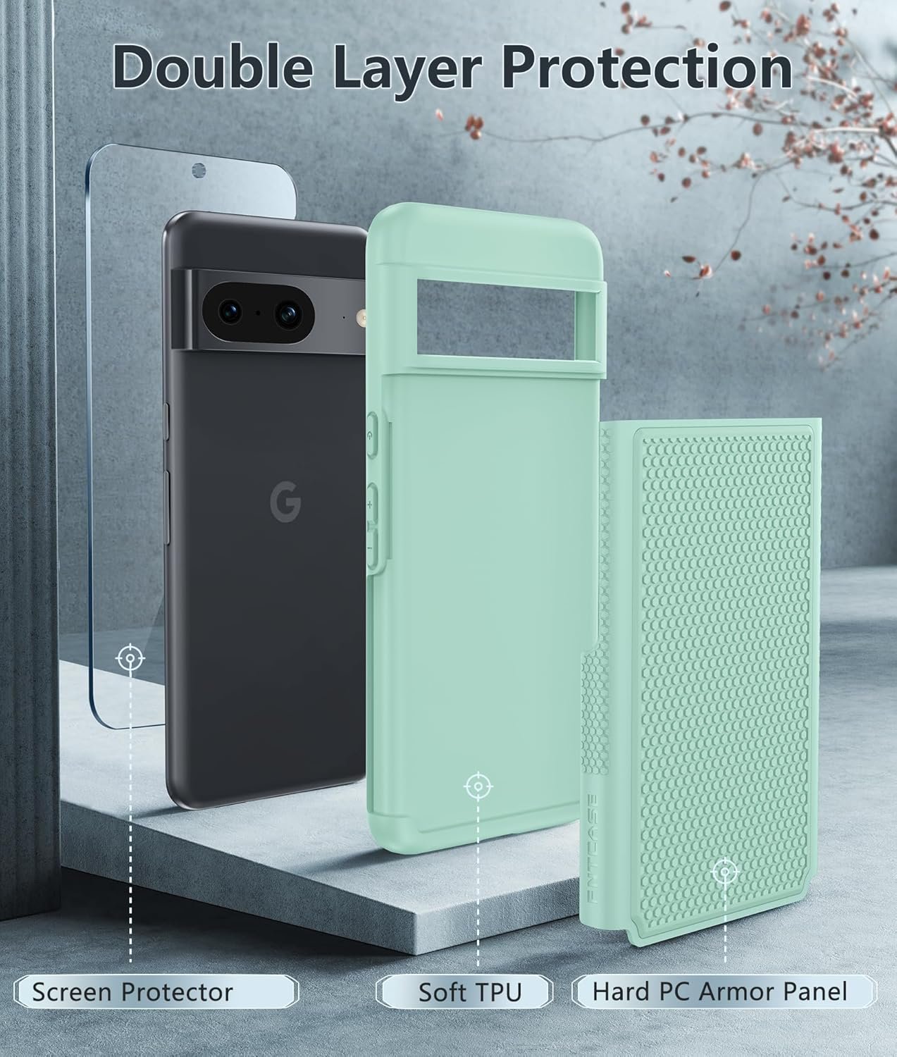 Google Pixel 8 Case: Dual Layer Durable Shockproof Protective Cell Phone Cover with Hybrid Matte Textured Shell | Heavy Duty Military Grade Rugged Drop Protection Bumper Tough Cases