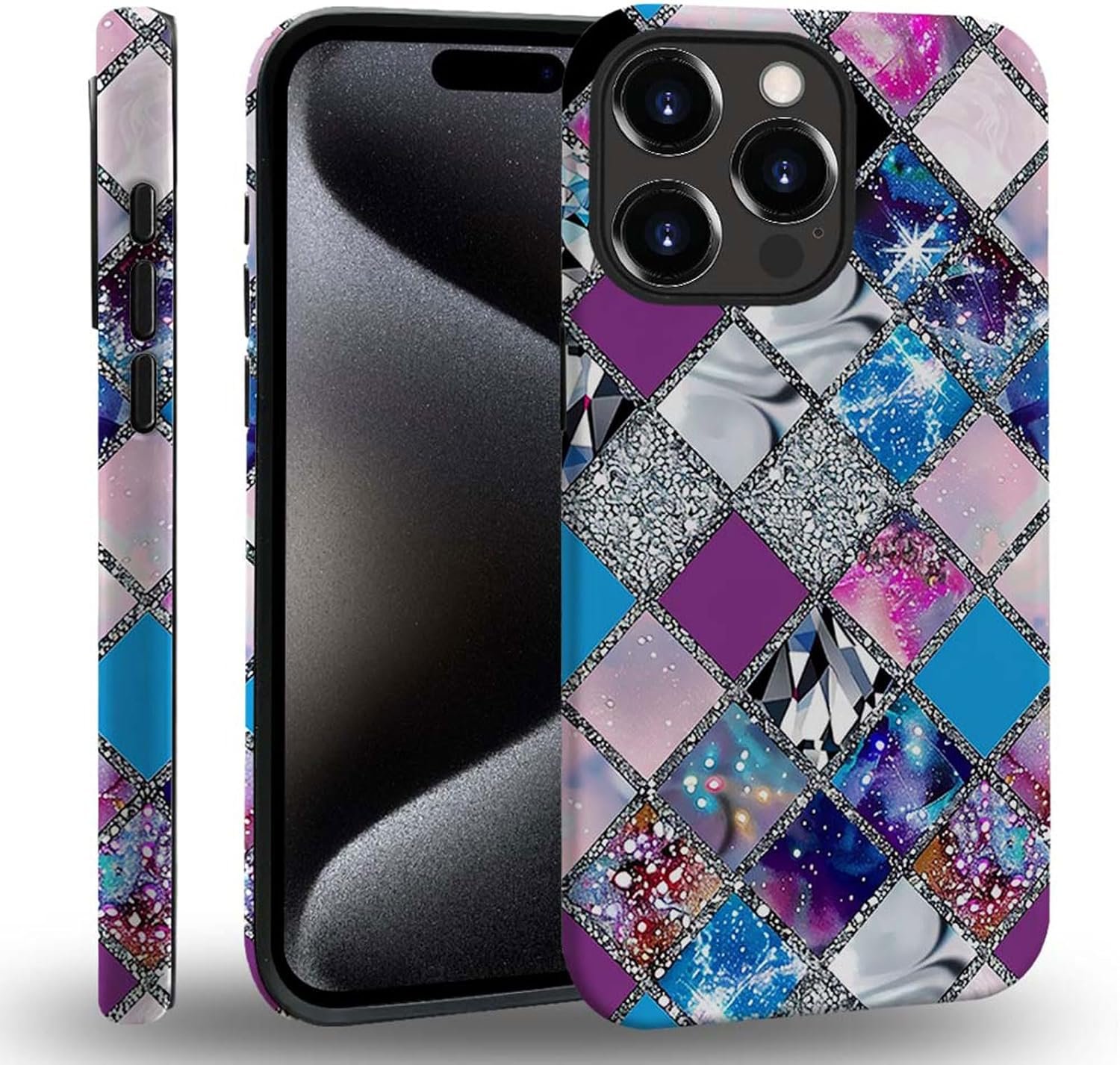 case Compatible with iPhone 13, Dark Blue Steed and Cactus Mix Two Layers of Protective Hard Shell Clear Design and dust-Proof. Suitable for iPhone 13