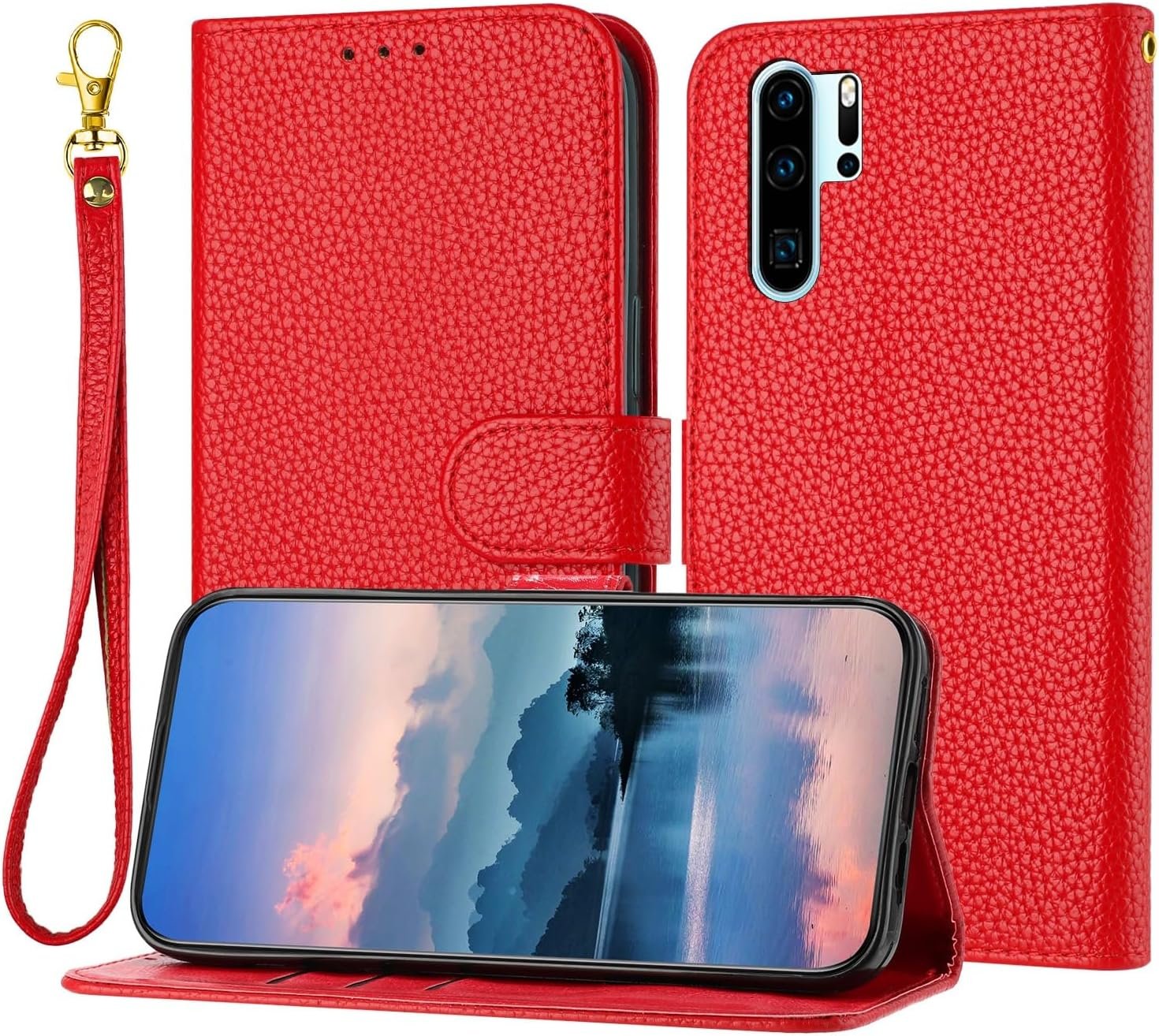 81IKum0KWgL._AC_SL1500 Cell Phone Case Wallet Wallet Case Compatible withP30 Pro Compatible with Women and Men,Flip Leather Cover with Card Holder, Shockproof TPU Inner Shell Phone Cover & Kickstand(Light Blue)